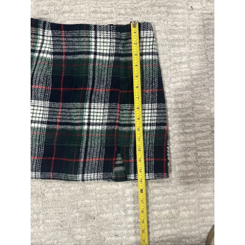 Women's Plaid Mini Skirt Blue Green Red‎ Size S 100% Cotton Academia